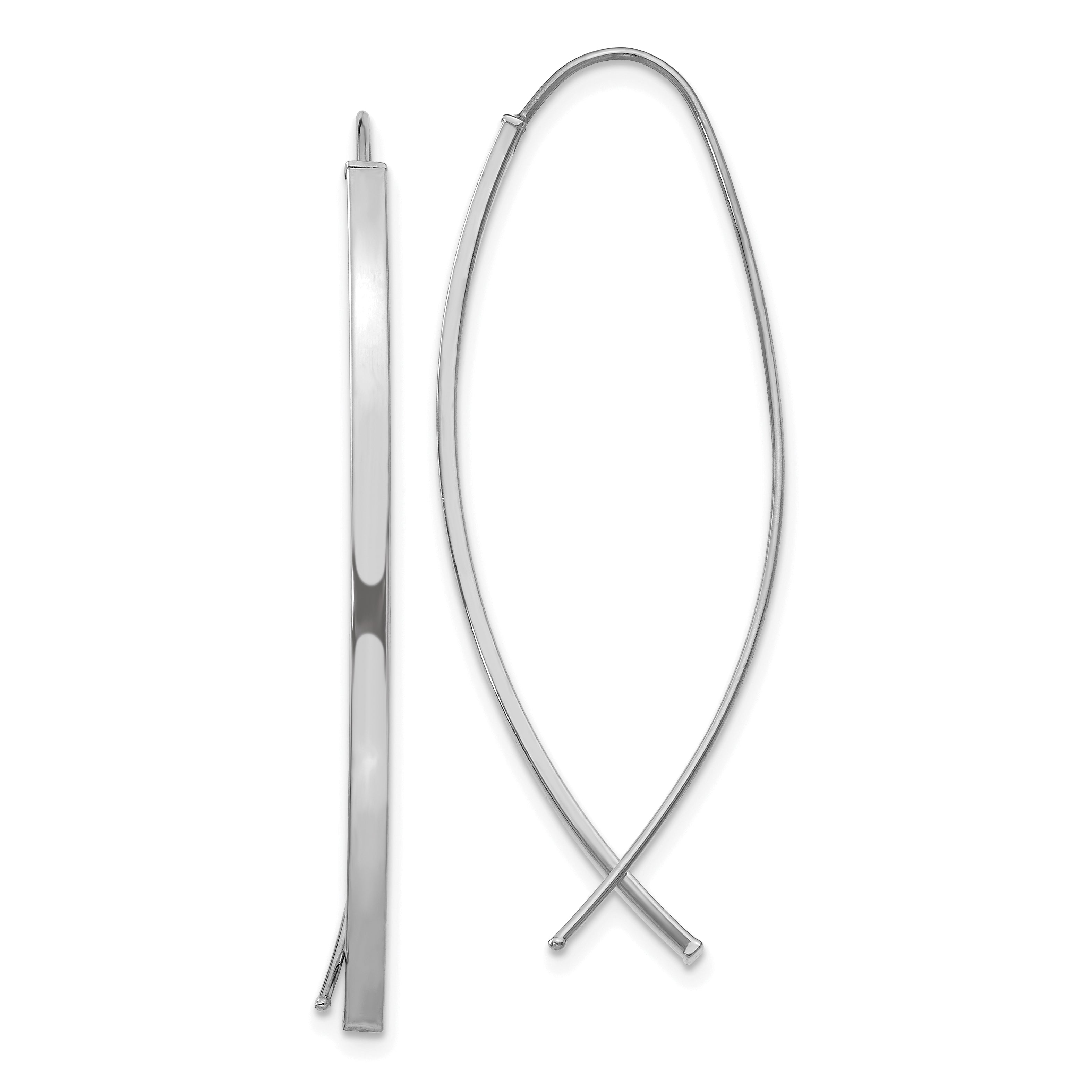 14k 1.75mm Square Tube White Gold Wire Threader Earrings Main image