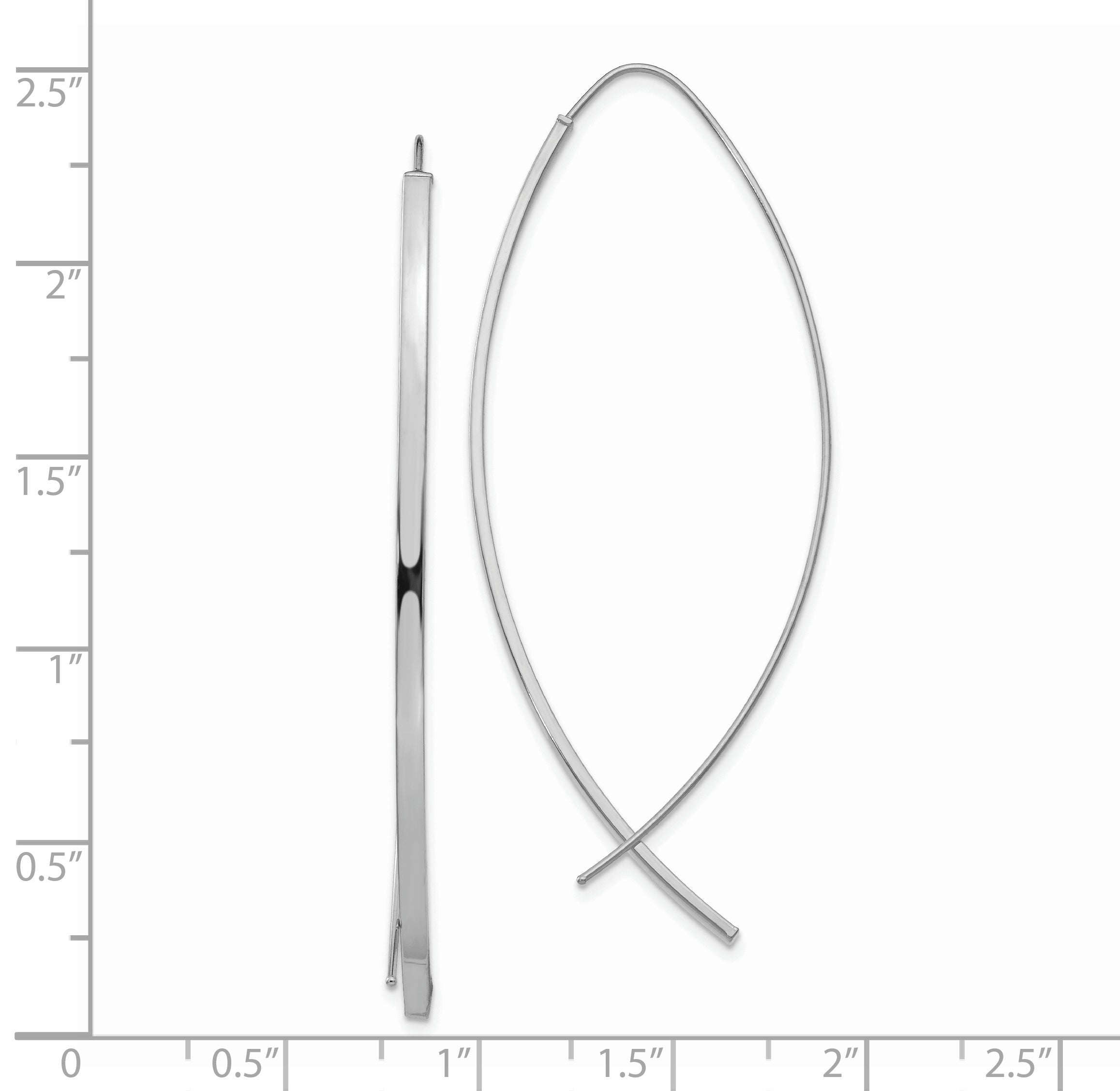 14k 1.75mm Square Tube White Gold Wire Threader Earrings