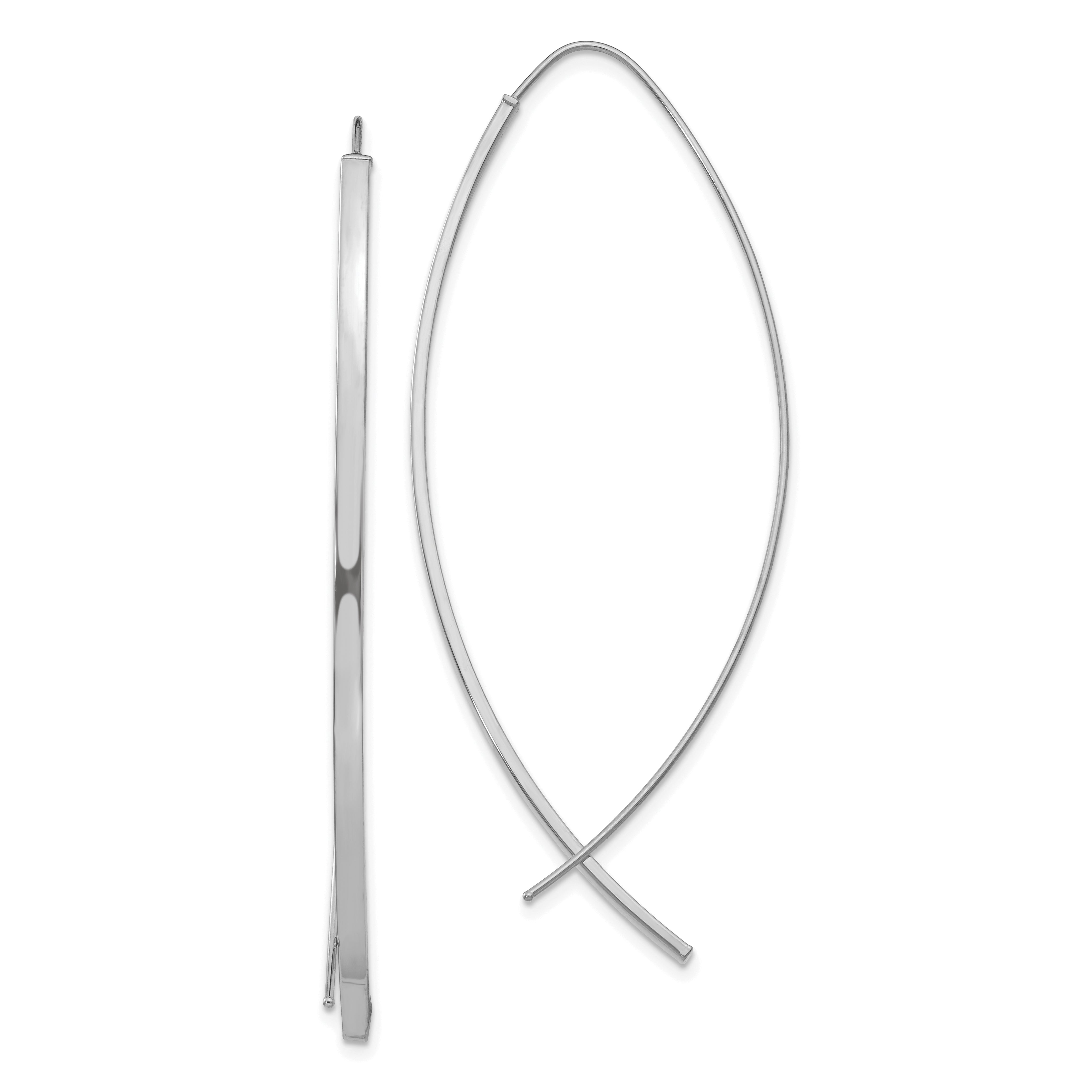 14k 1.75mm Square Tube White Gold Wire Threader Earrings Main image