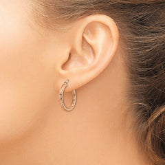 14k 3mm Polished Rose Gold Diamond-cut Round Hoop Earrings