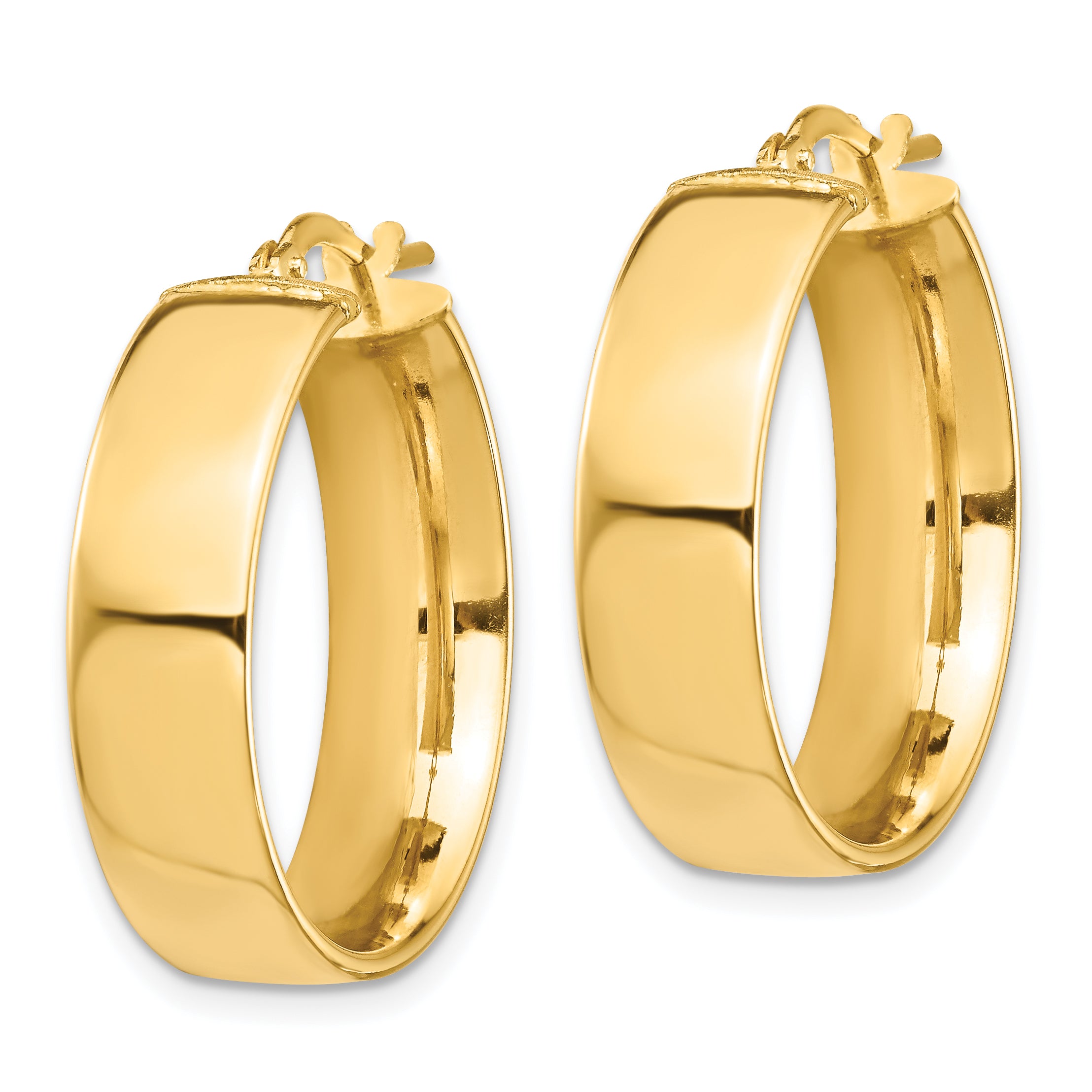 14k High Polished 7mm Hoop Earrings Secondary image