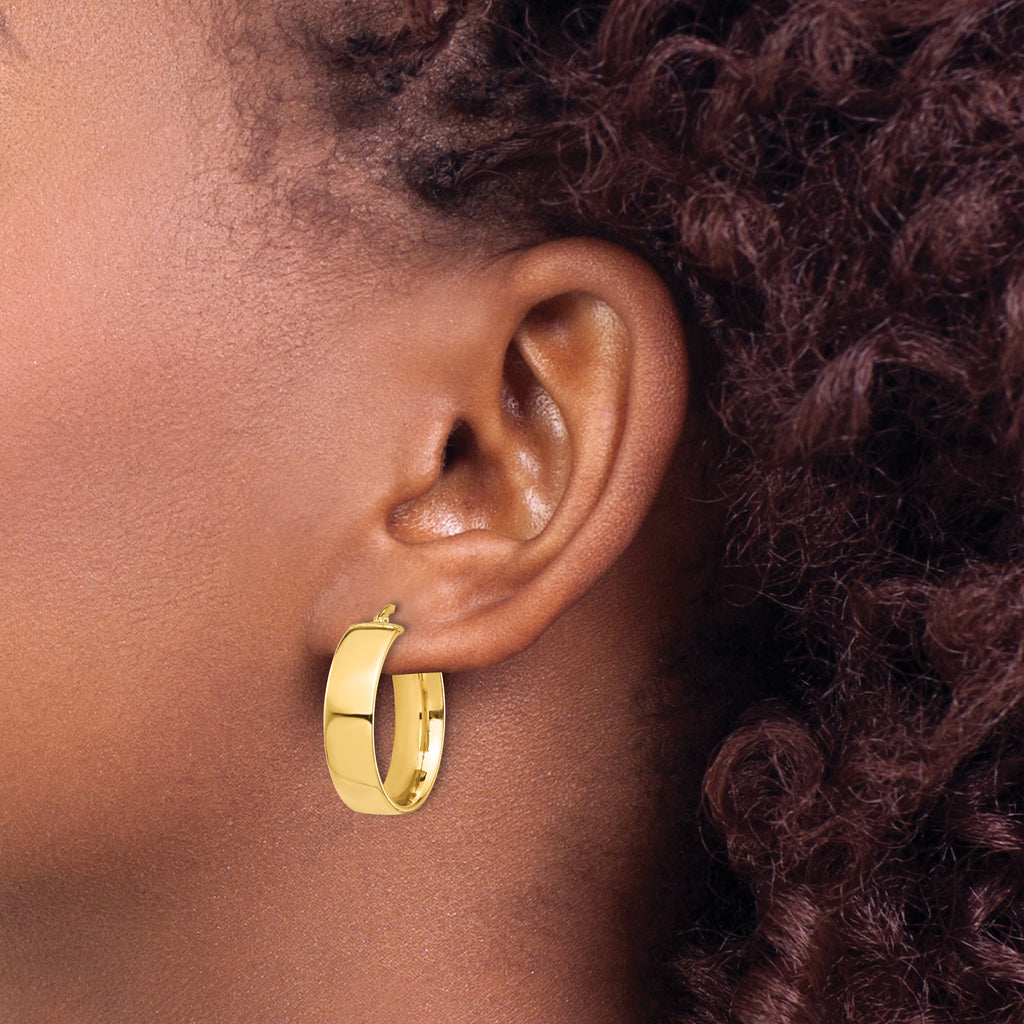 14k High Polished 7mm Hoop Earrings