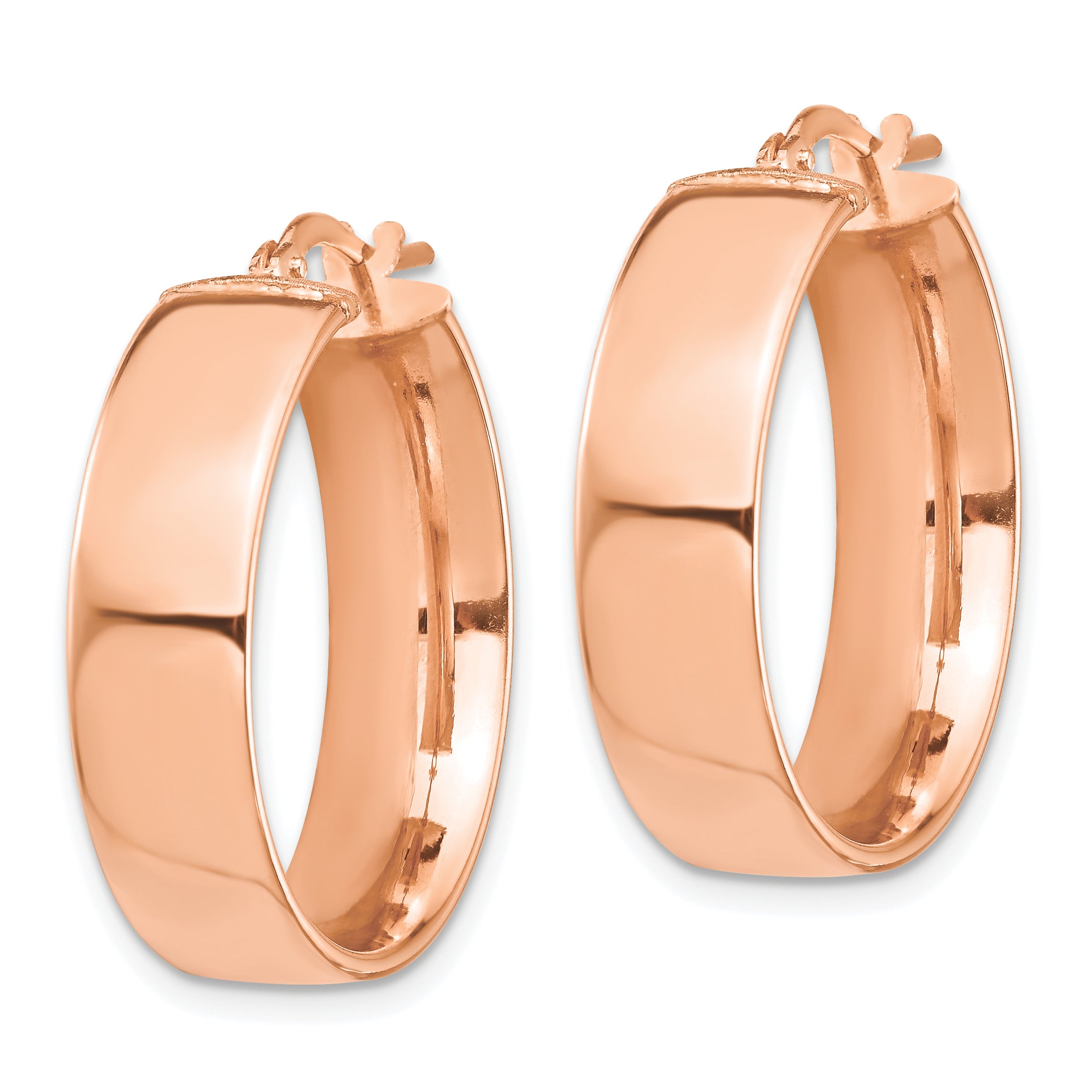 14k Rose Gold High Polished 7mm Hoop Earrings Secondary image