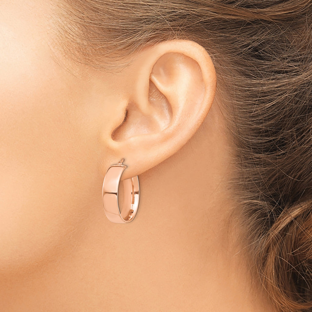 14k Rose Gold High Polished 7mm Hoop Earrings