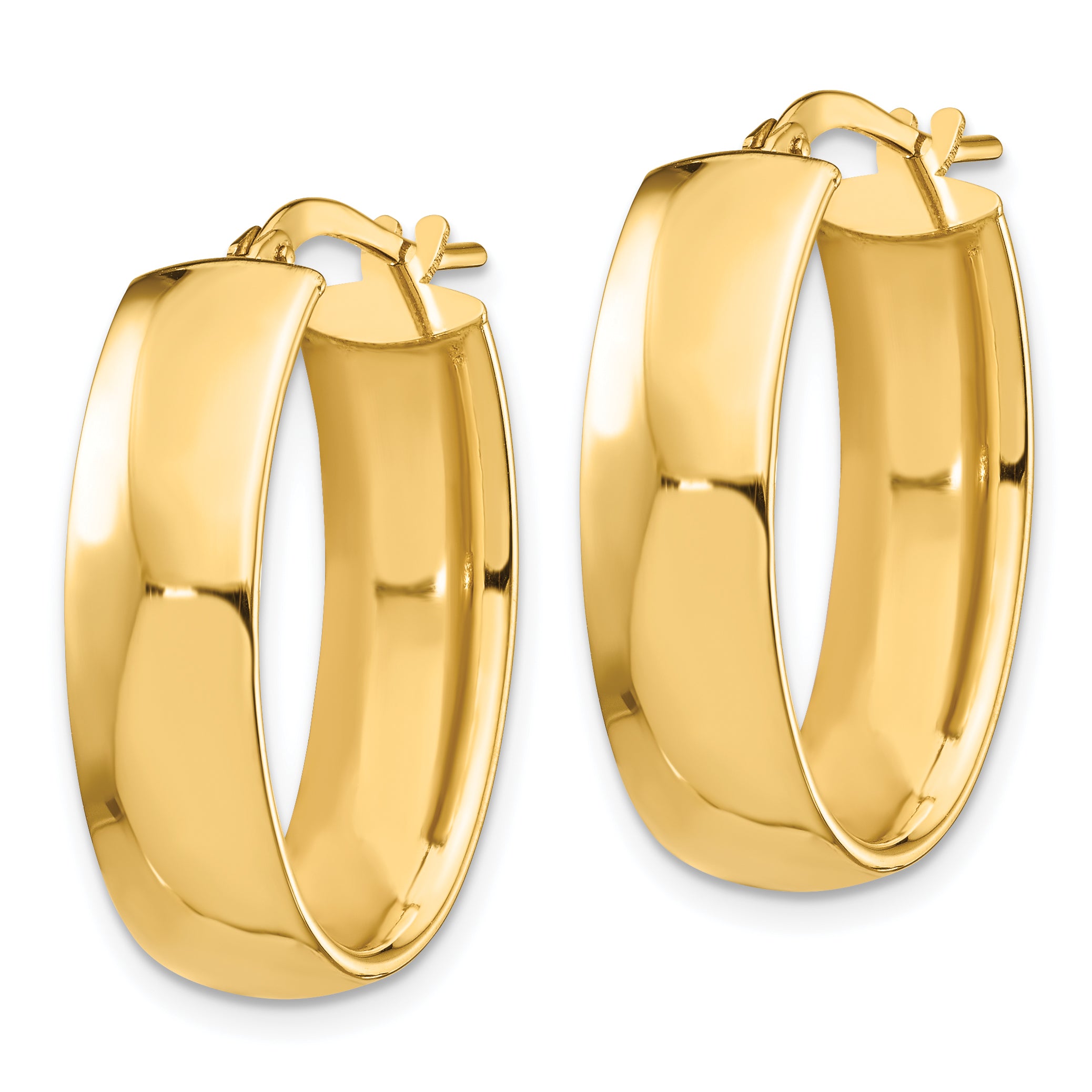 14k High Polished 7mm Oval Hoop Earrings Secondary image