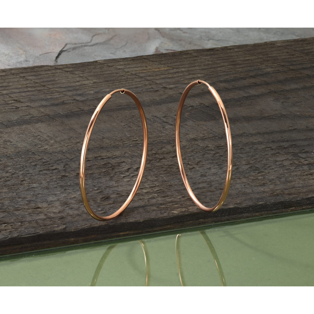 Endless Hoop Earrings in 14K Rose Gold, 1.5x40mm - Sophia Jewelers
