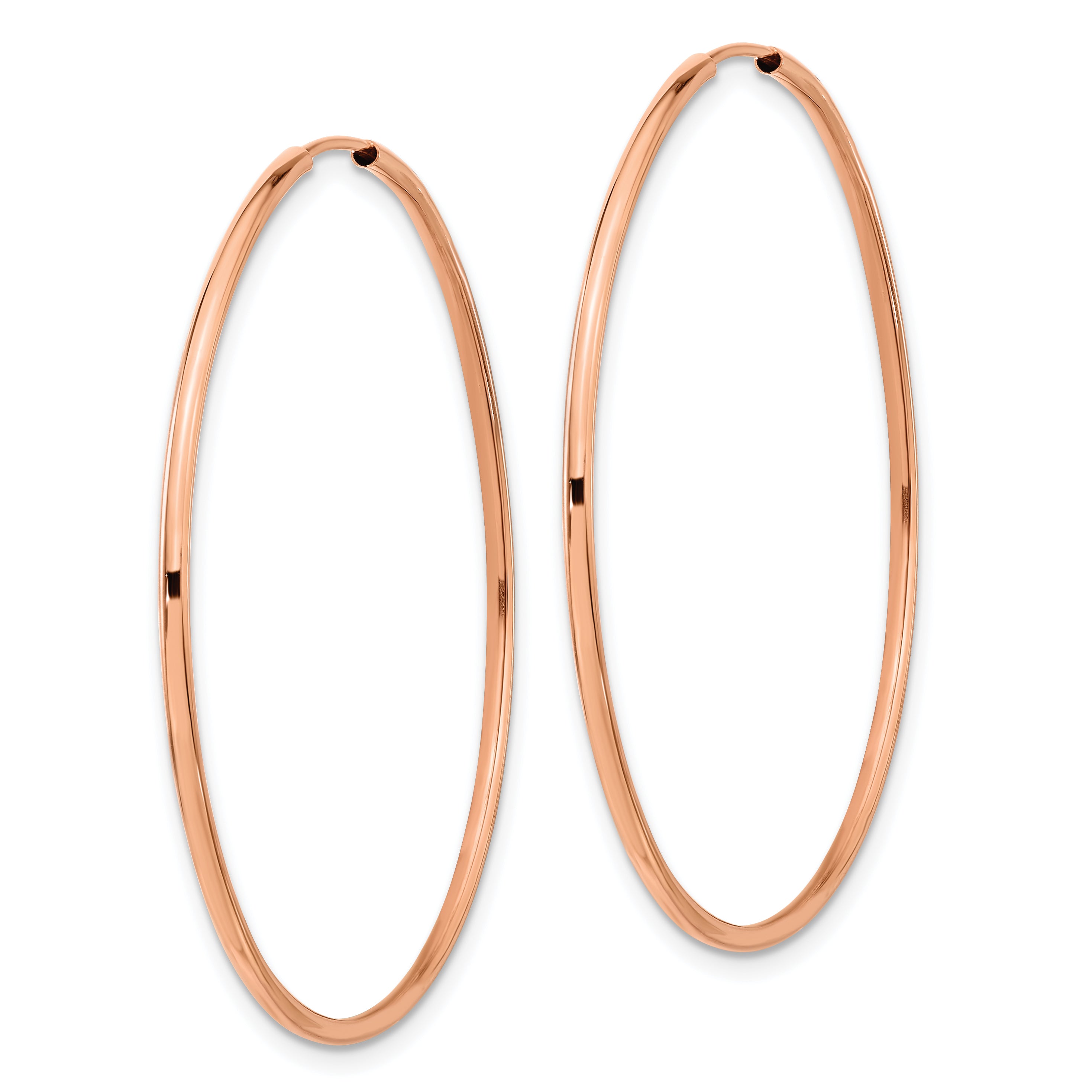 14k Rose Gold 1.50mm Polished Endless Tube Hoop Earrings Secondary image