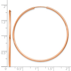 14k Rose Gold 1.50mm Polished Endless Tube Hoop Earrings