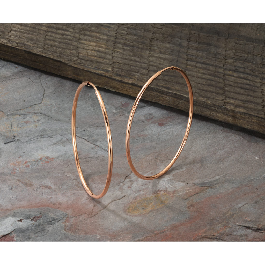 Endless Tube Hoop Earrings in 14K Rose Gold, 45mm - Sophia Jewelers