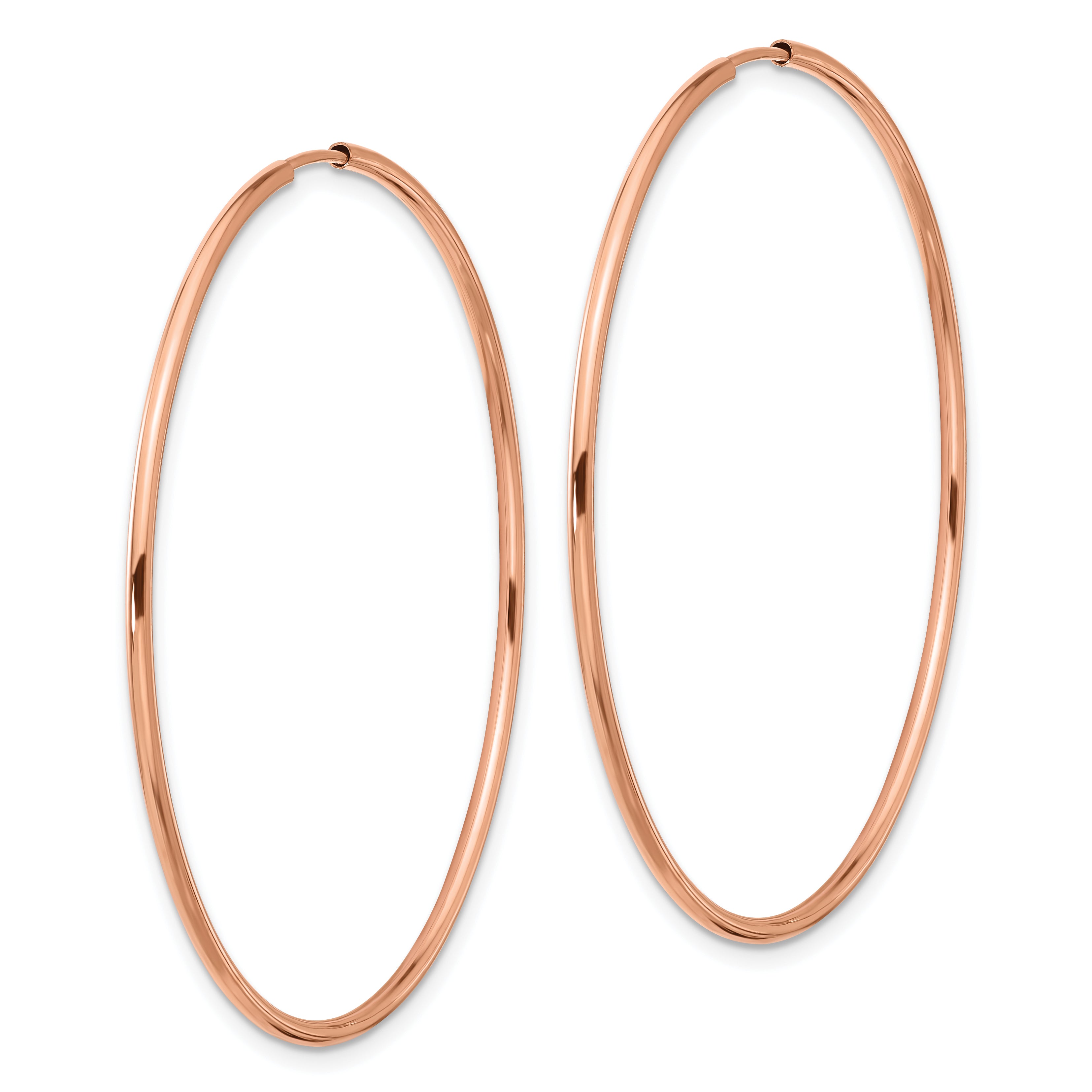 14k Rose Gold 1.50mm Polished Endless Tube Hoop Earrings Secondary image