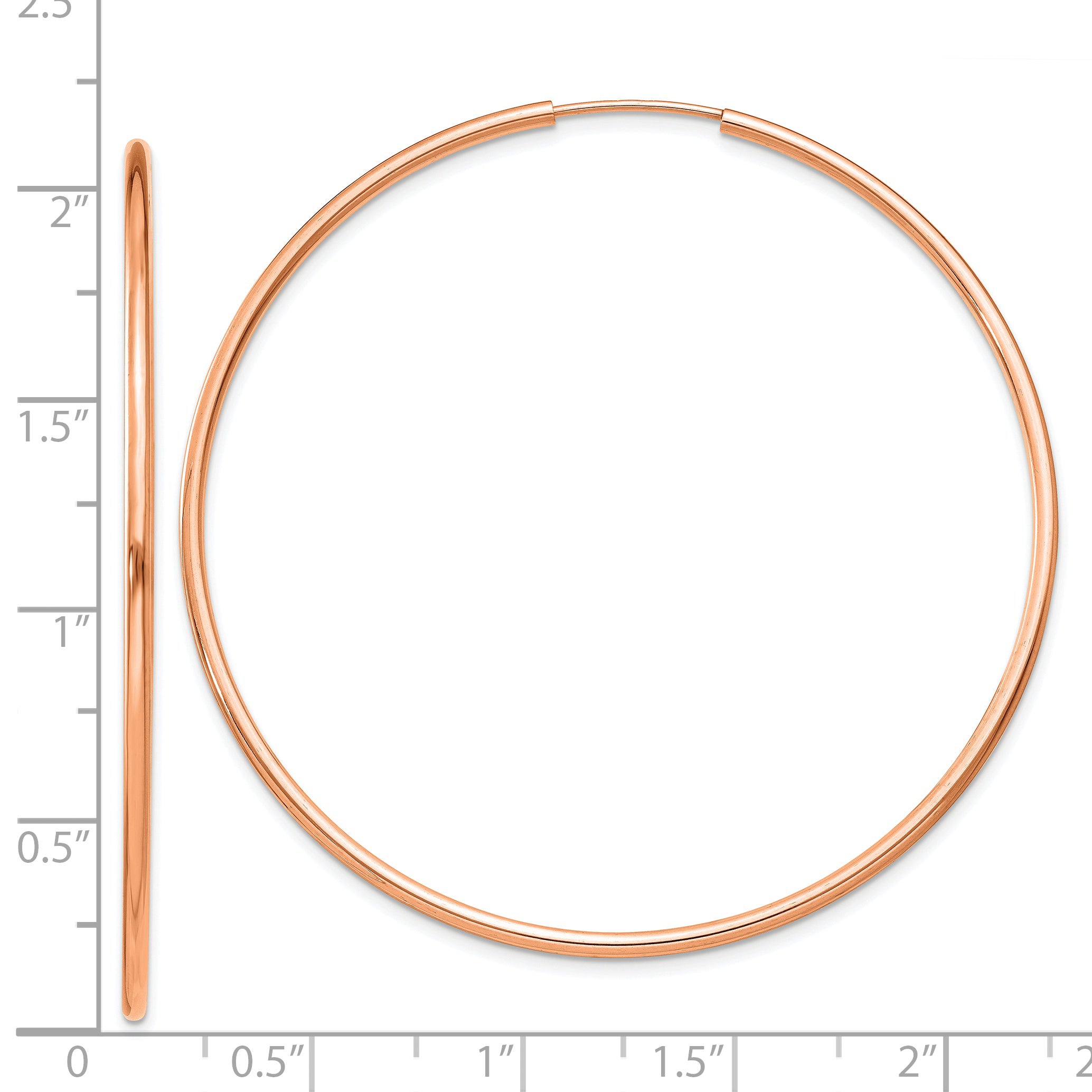 14k Rose Gold 1.50mm Polished Endless Tube Hoop Earrings