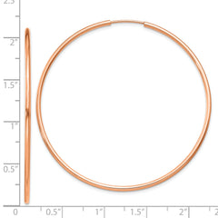 14k Rose Gold 1.50mm Polished Endless Tube Hoop Earrings