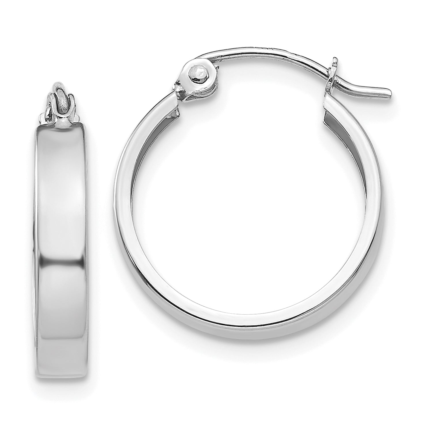 14k White Gold Polished 3mm Hoop Earrings Main image