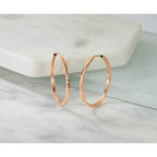 Square Tube Endless Hoop Earrings in 14K Rose Gold, 30mm Diamond-Cut - Sophia Jewelers