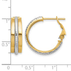 Omega Back Tube Hoop Earrings in 14K Two-Tone Gold, 20mm Diamond-Cut - Sophia Jewelers