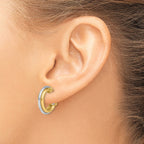 14K Two-tone 17mm Polished Omega Back Hoop Earrings