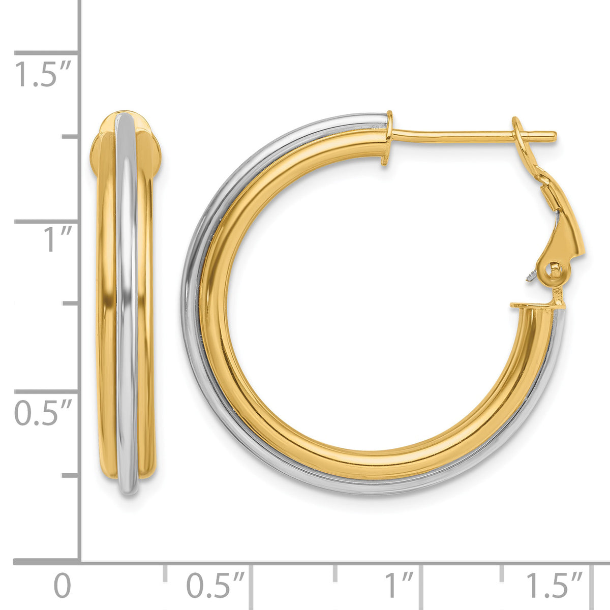 Omega Back Hoop Earrings in 14K Two-Tone Gold, 28mm - Sophia Jewelers