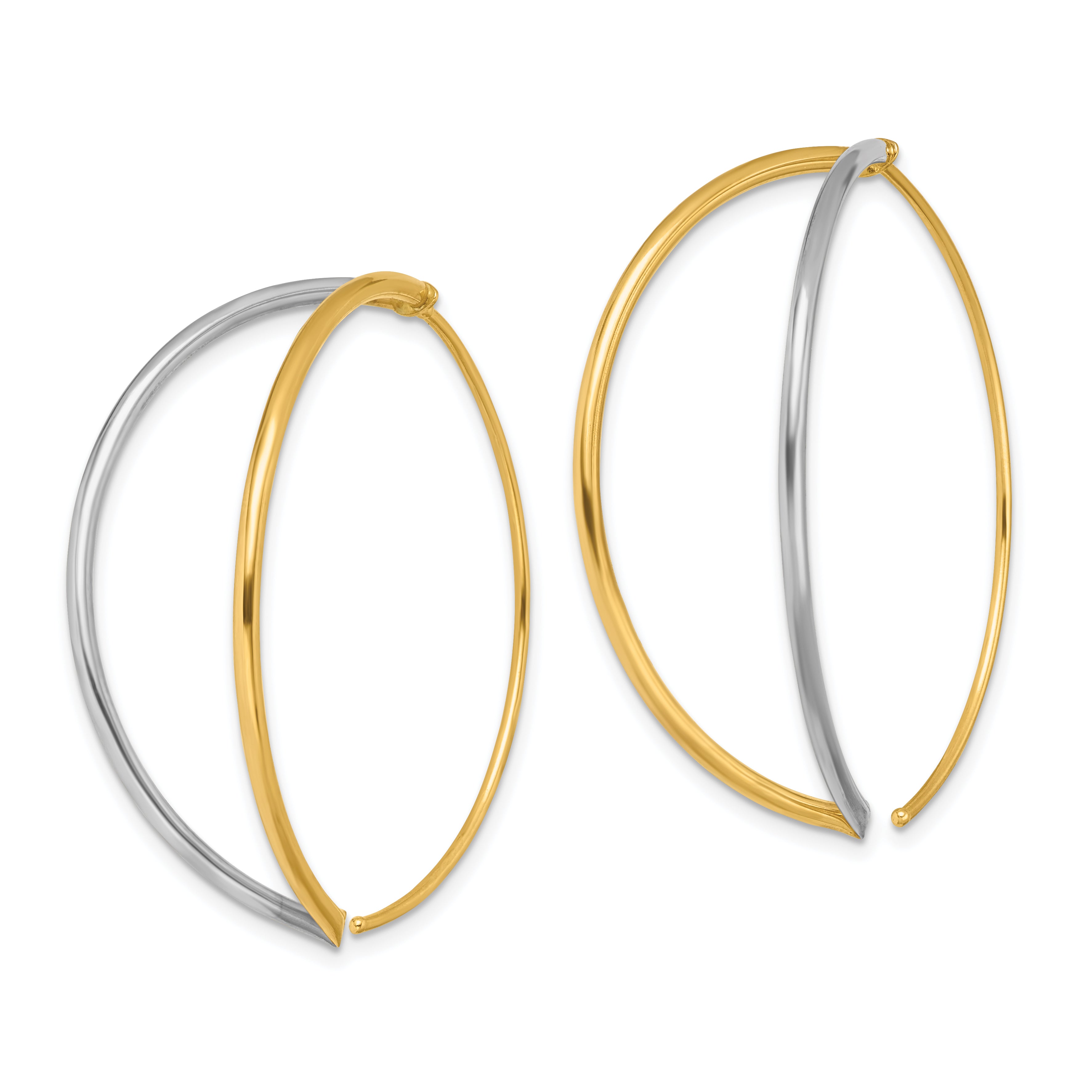14K w/Rhodium Large Dangle Threader Earrings Secondary image