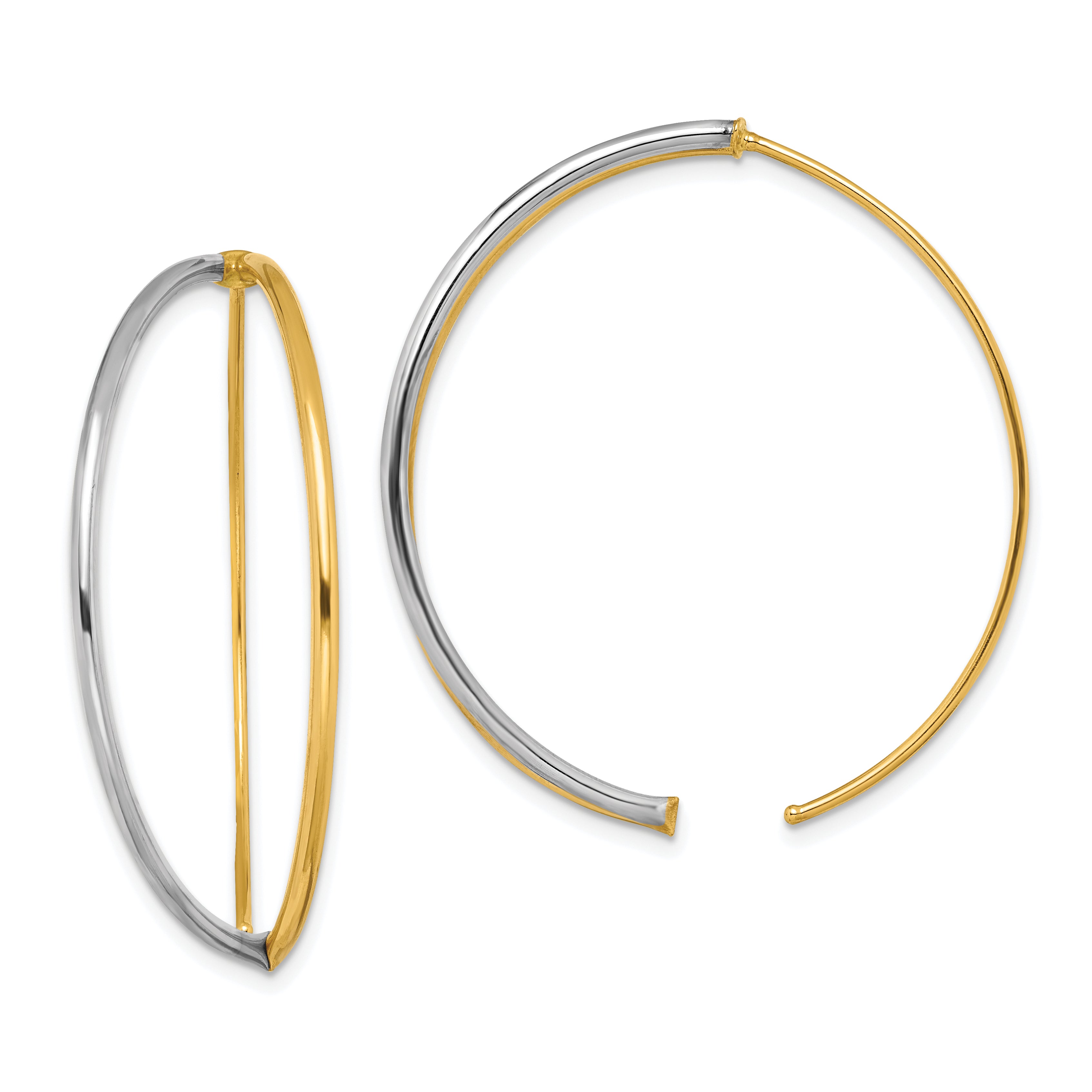 14K w/Rhodium Large Dangle Threader Earrings Main image