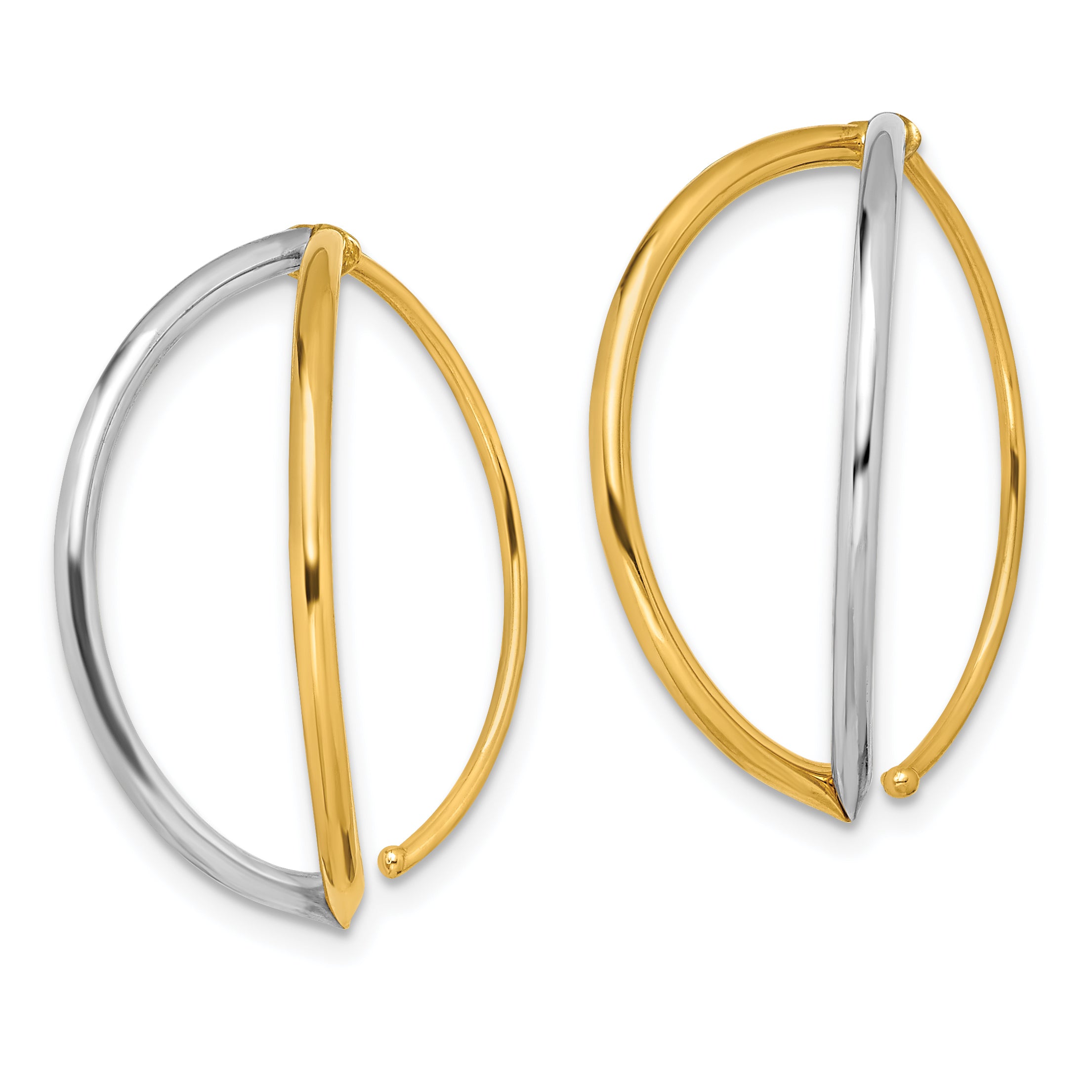 14K w/Rhodium Dangle Threader Earrings Secondary image