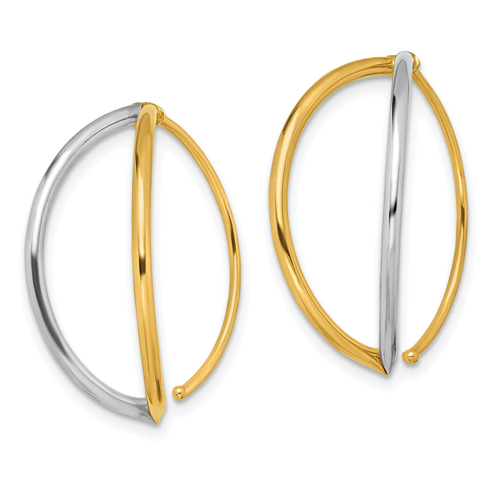 14K w/Rhodium Dangle Threader Earrings