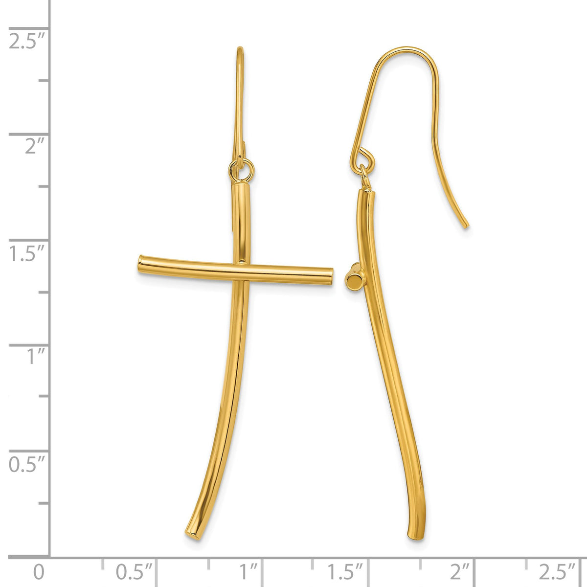 Cross Dangle Earrings in 14K Yellow Gold, 22mm - Sophia Jewelers