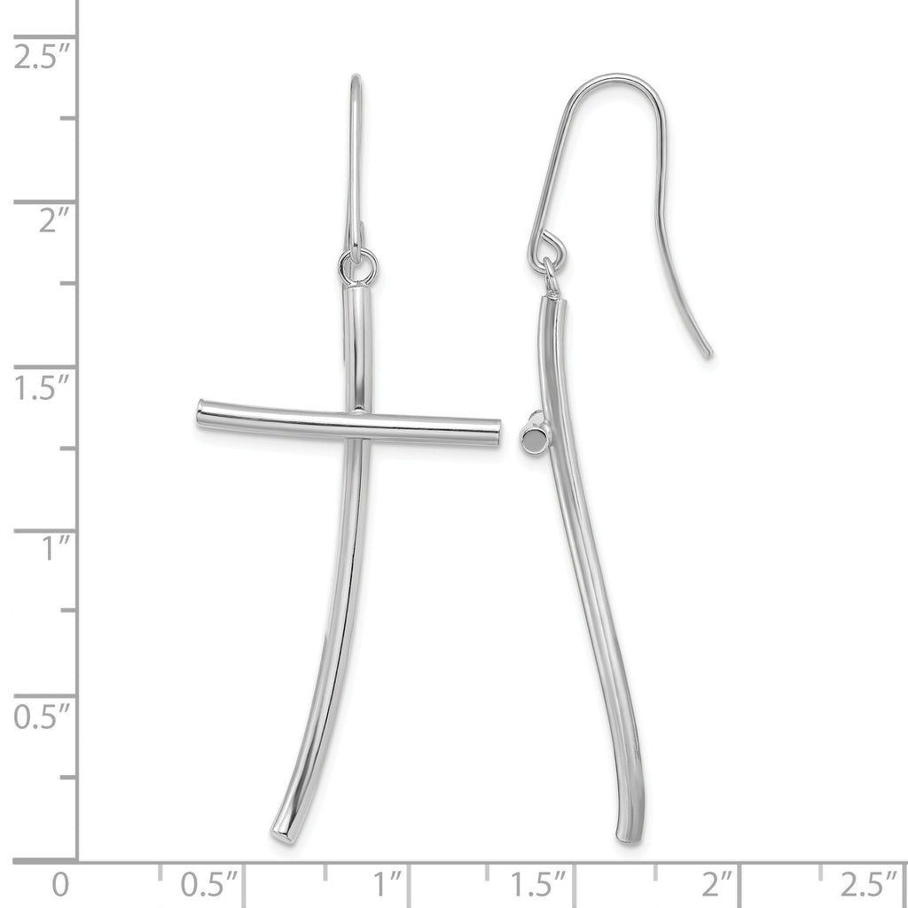 Cross Dangle Earrings in 14K White Gold, 22mm - Sophia Jewelers