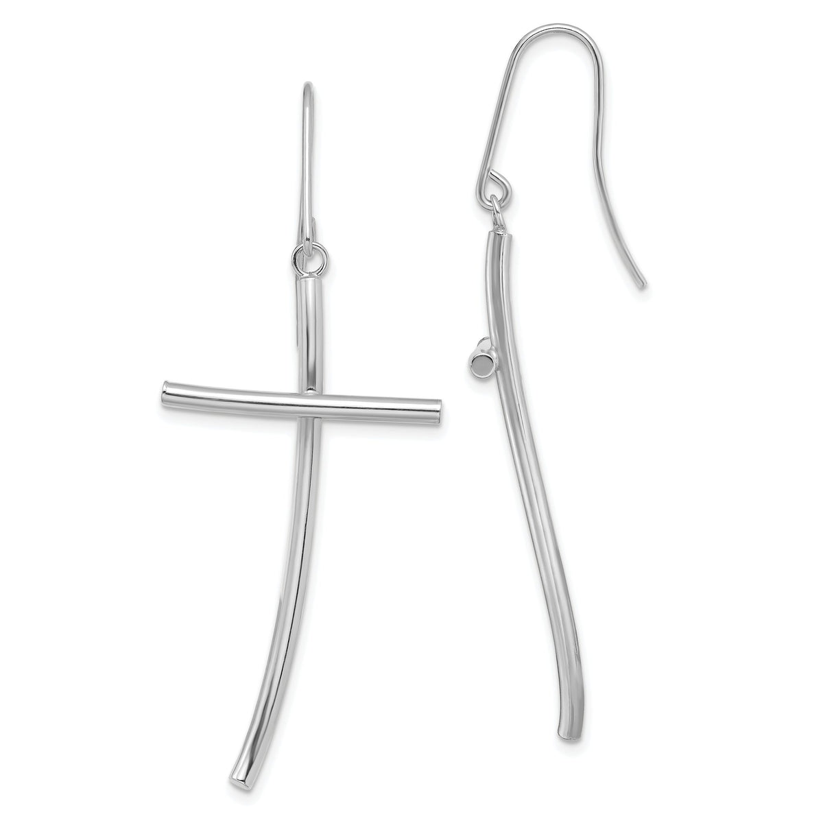 Cross Dangle Earrings in 14K White Gold, 22mm - Sophia Jewelers Main image