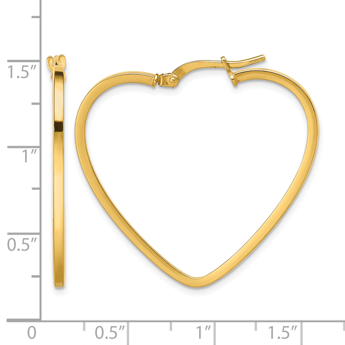 Heart Hoop Earrings in 14K Yellow Gold, 30.5x33mm - Sophia Jewelers