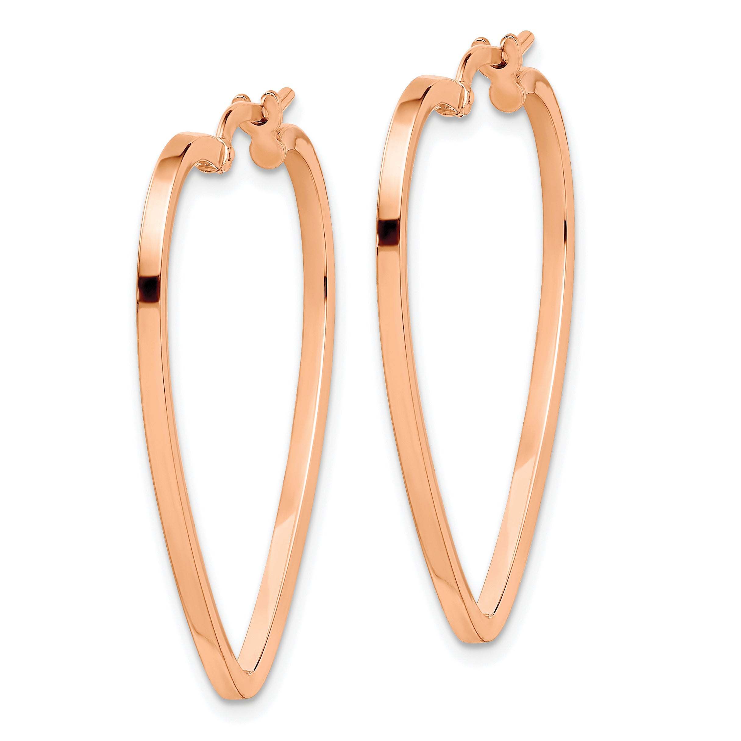 14K Rose Gold Polished Heart Hoop Earrings Secondary image