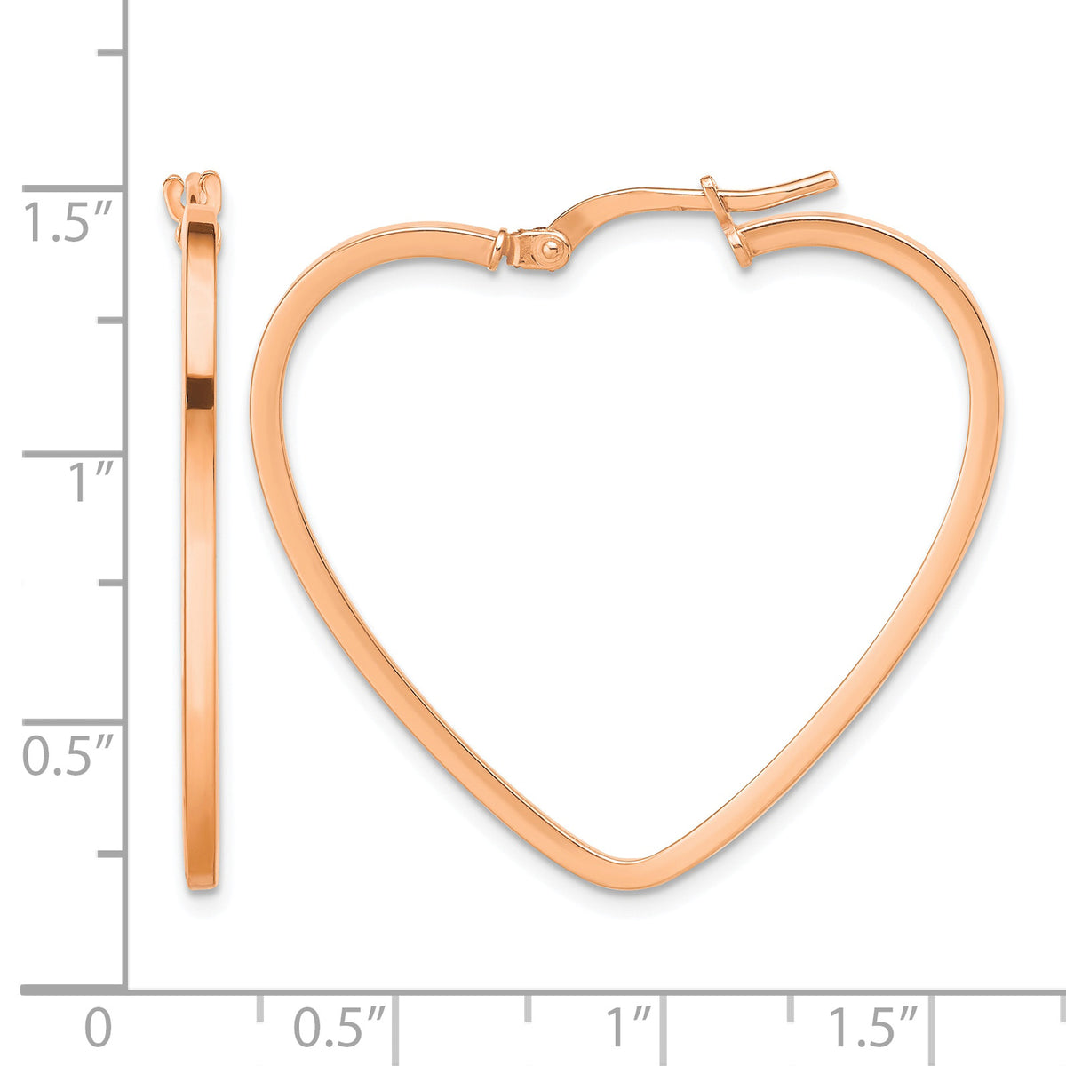 Heart Hoop Earrings in 14K Rose Gold, 30.5x33mm - Sophia Jewelers
