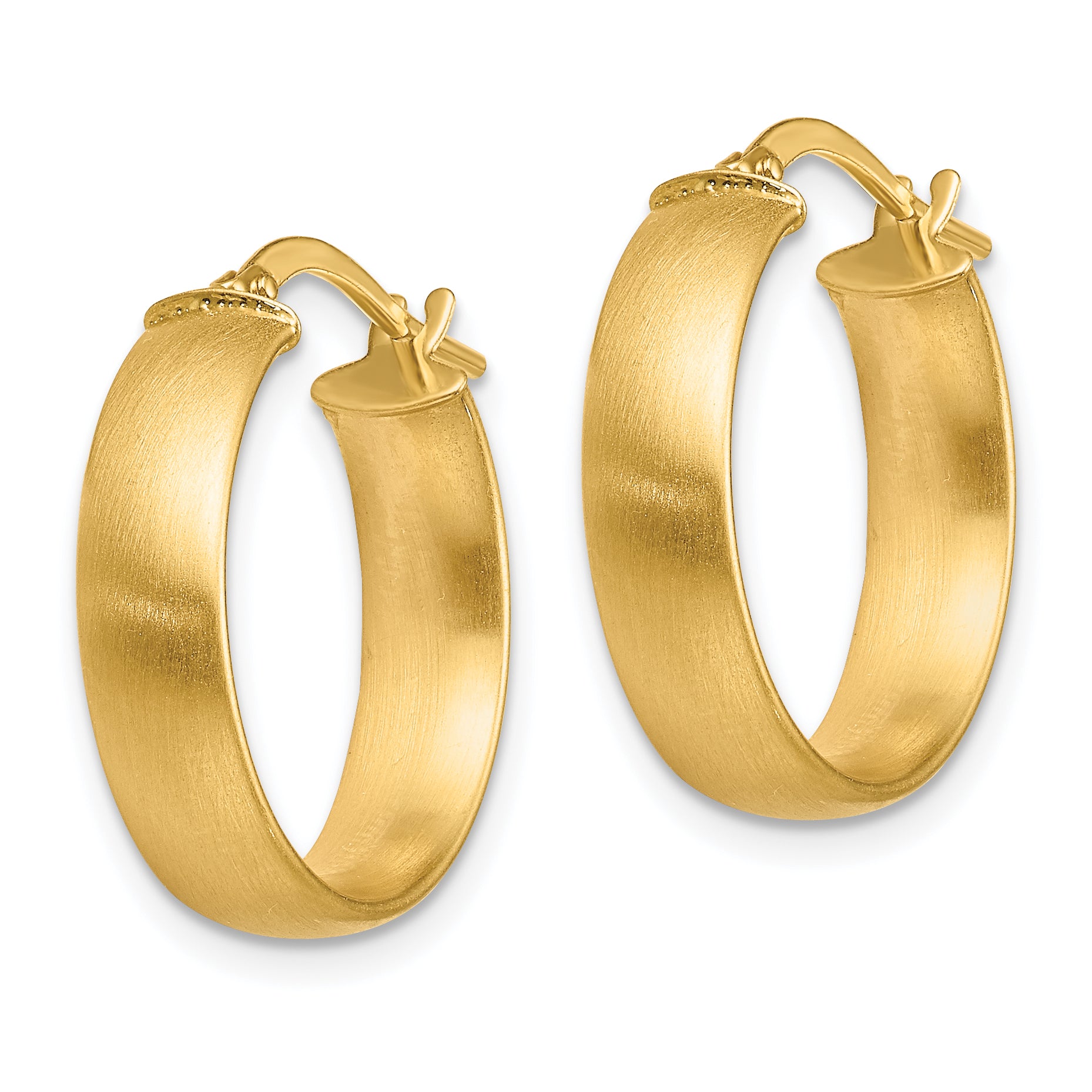 14K Small 5mm Satin Hoop Earrings Secondary image