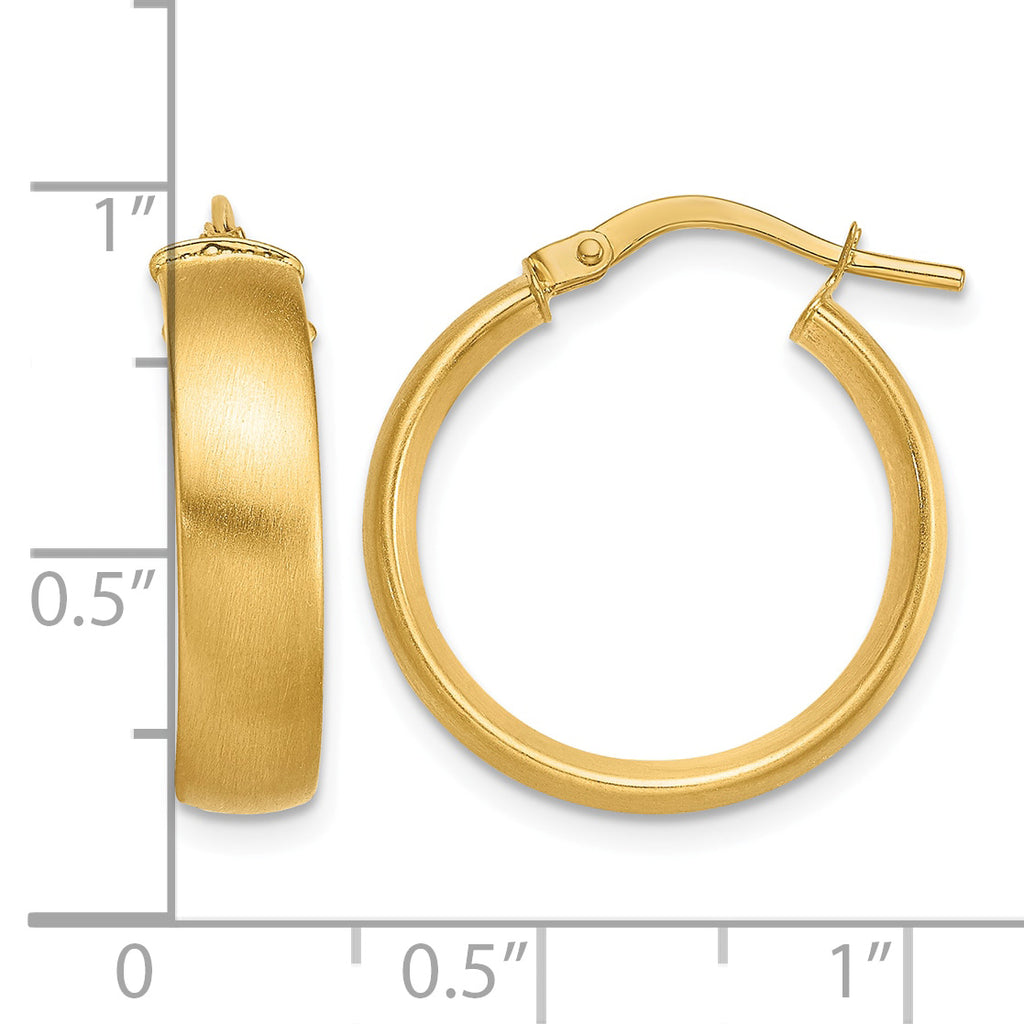 Tube Hoop Earrings in 14K Yellow Gold, 19.5mm Satin - Sophia Jewelers