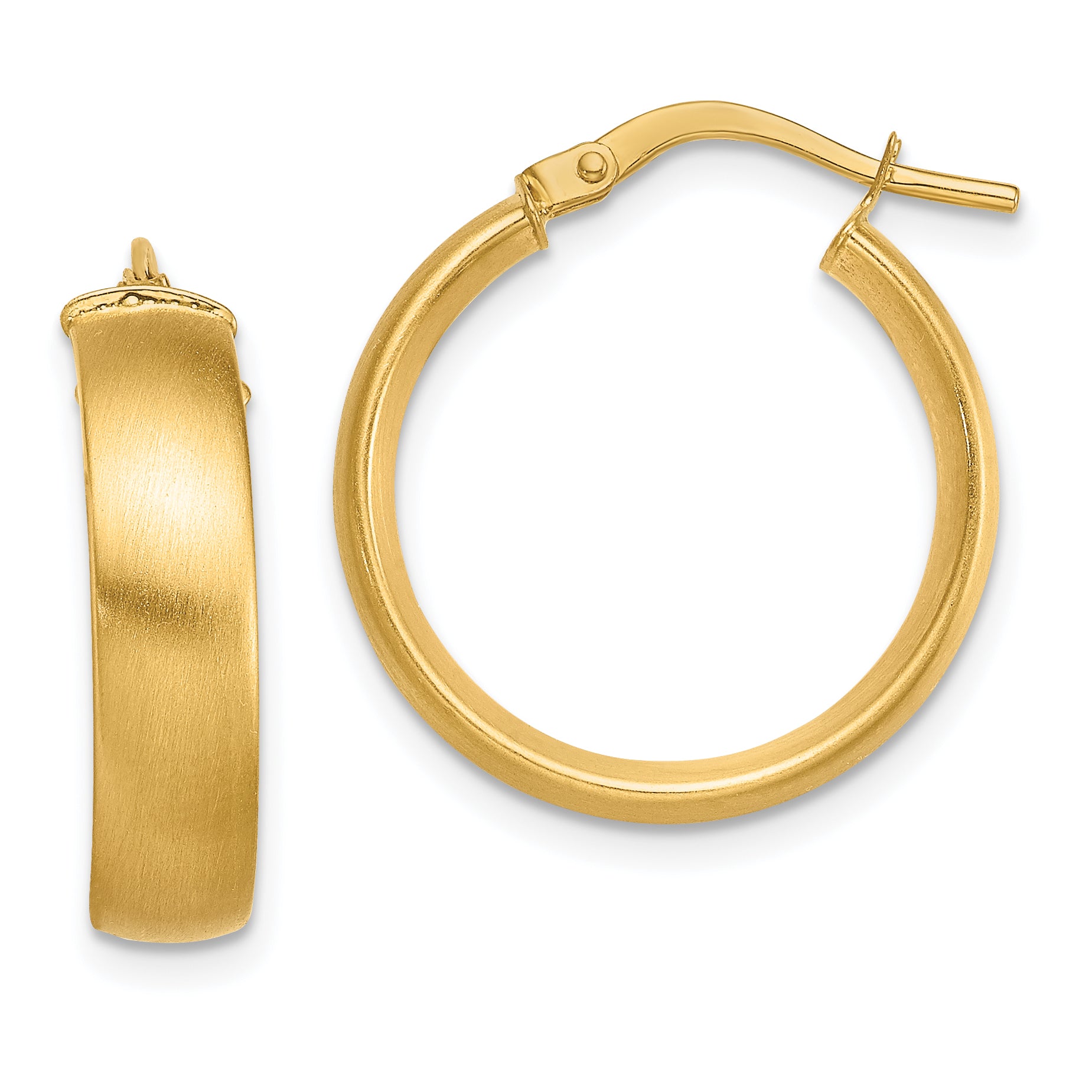 14K Small 5mm Satin Hoop Earrings Main image