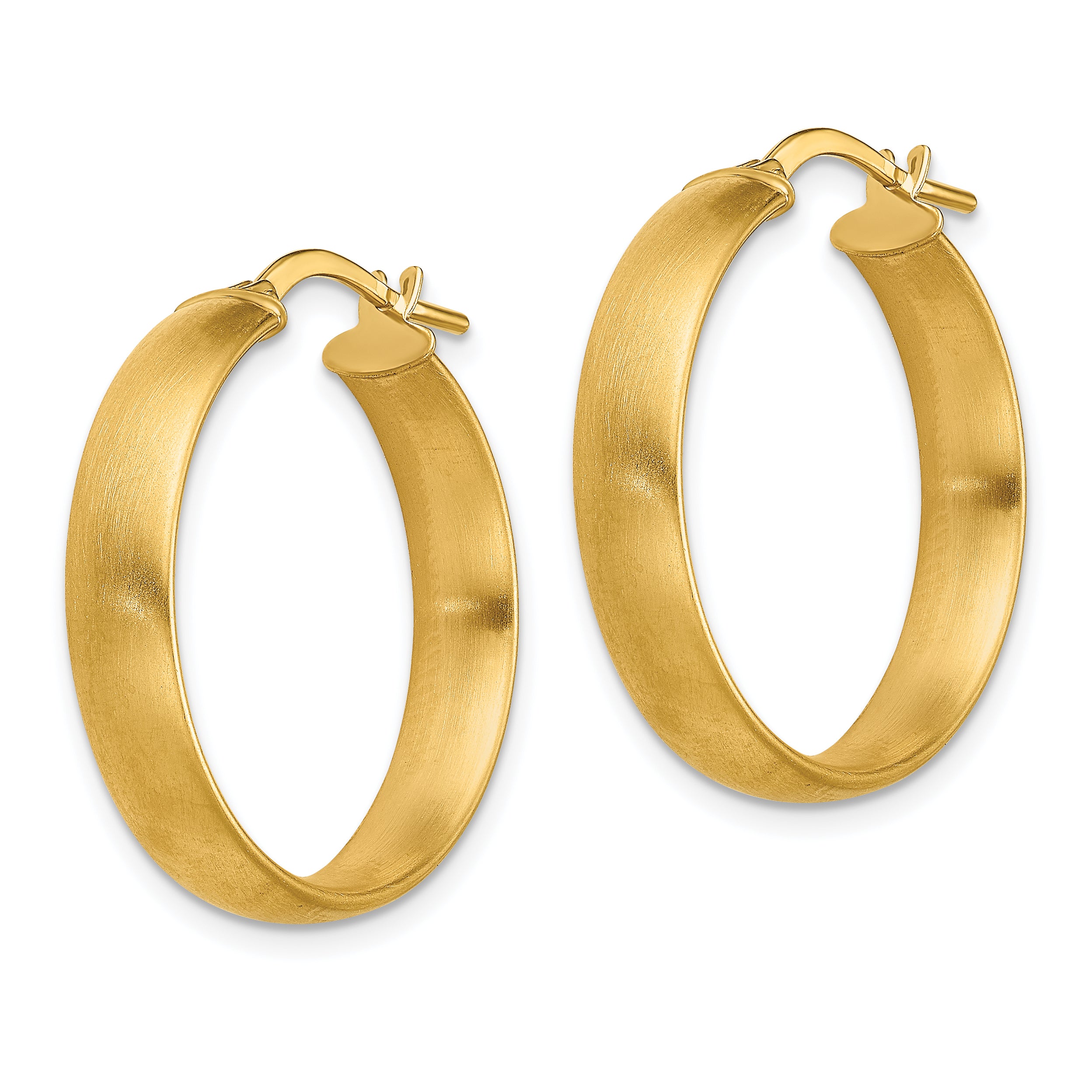 14K Medium x5mm Satin Hoop Earrings Secondary image