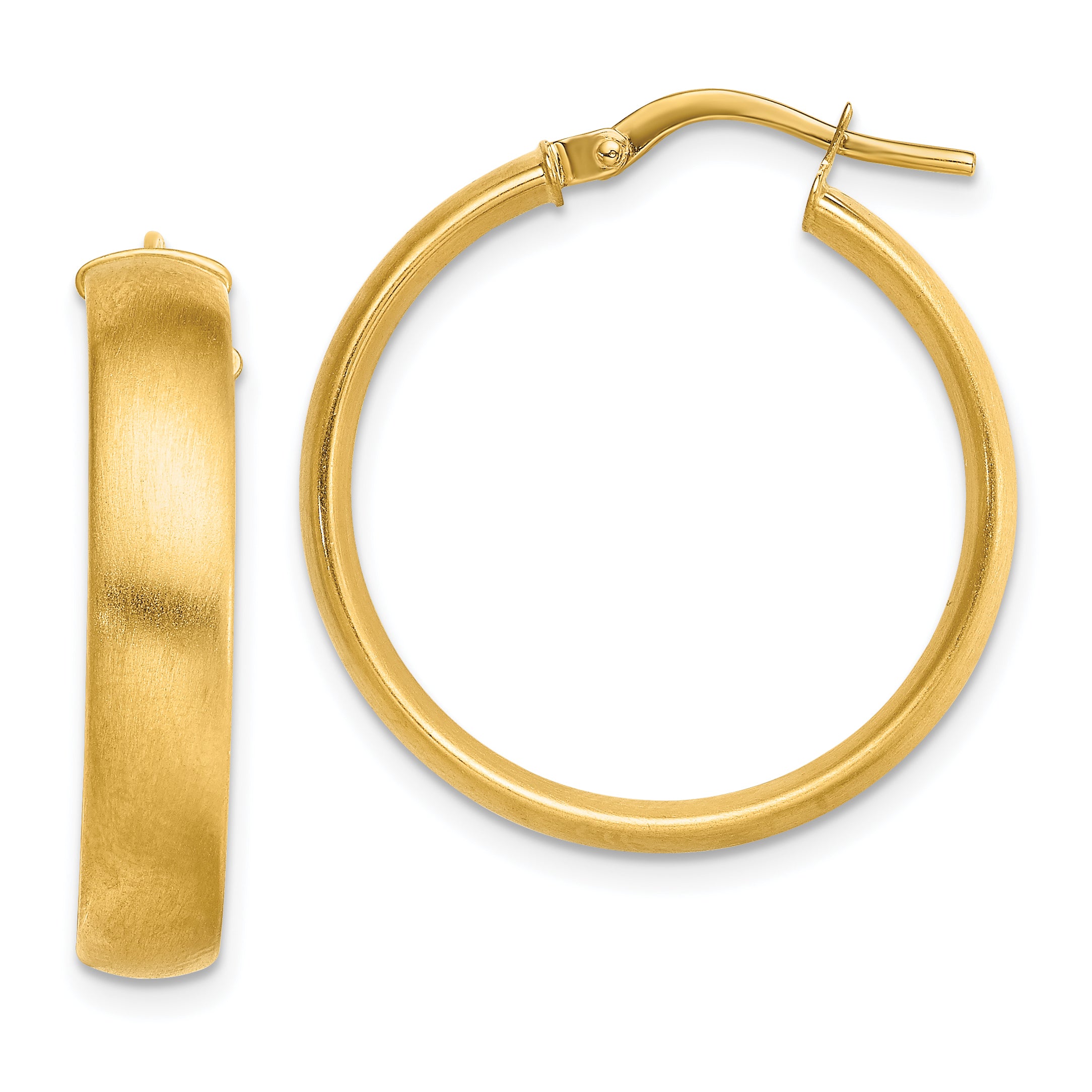14K Medium x5mm Satin Hoop Earrings Main image