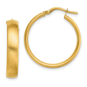 Tube Hoop Earrings in 14K Yellow Gold, 24.5mm Satin - Sophia Jewelers