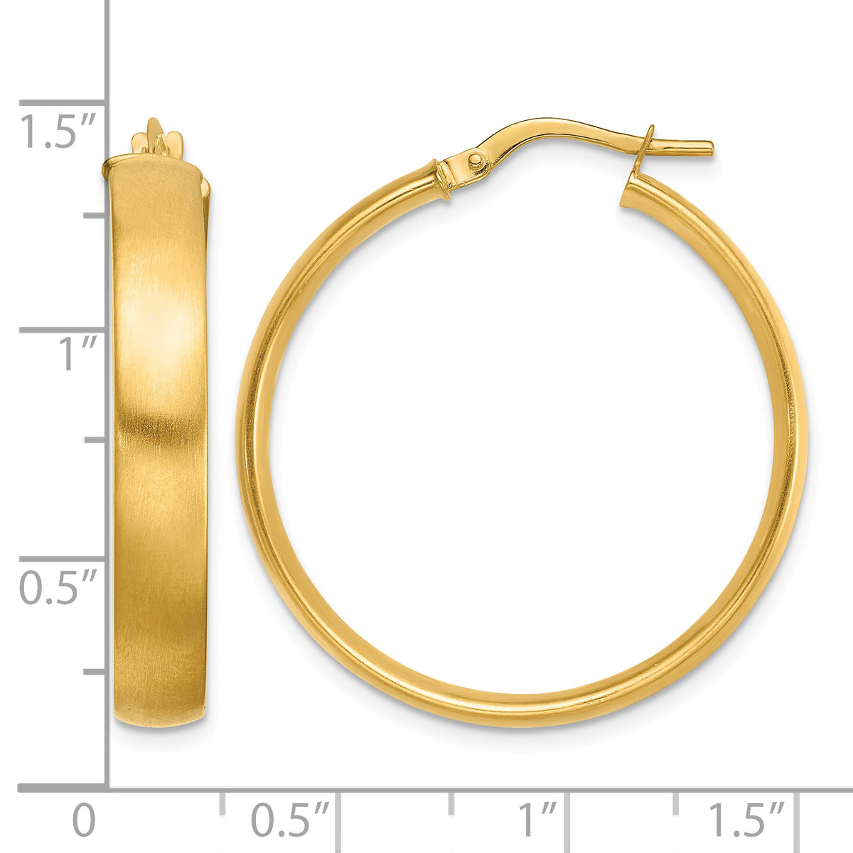 Tube Hoop Earrings in 14K Yellow Gold, 31mm Satin - Sophia Jewelers