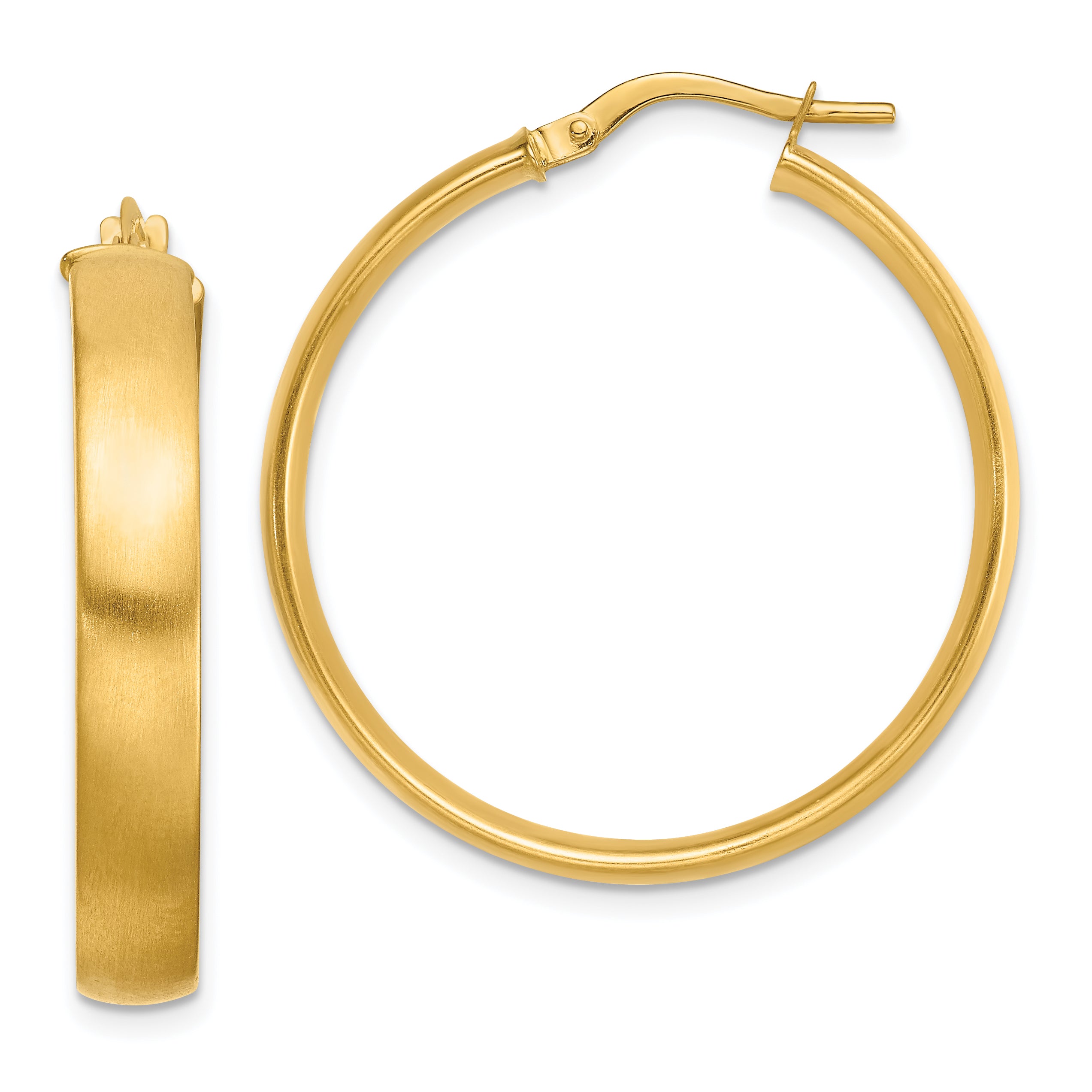 14K Large 5mm Satin Hoop Earrings Main image