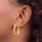 14K 4.85x18.5mm Satin and Polished Teardrop Hoop Earrings