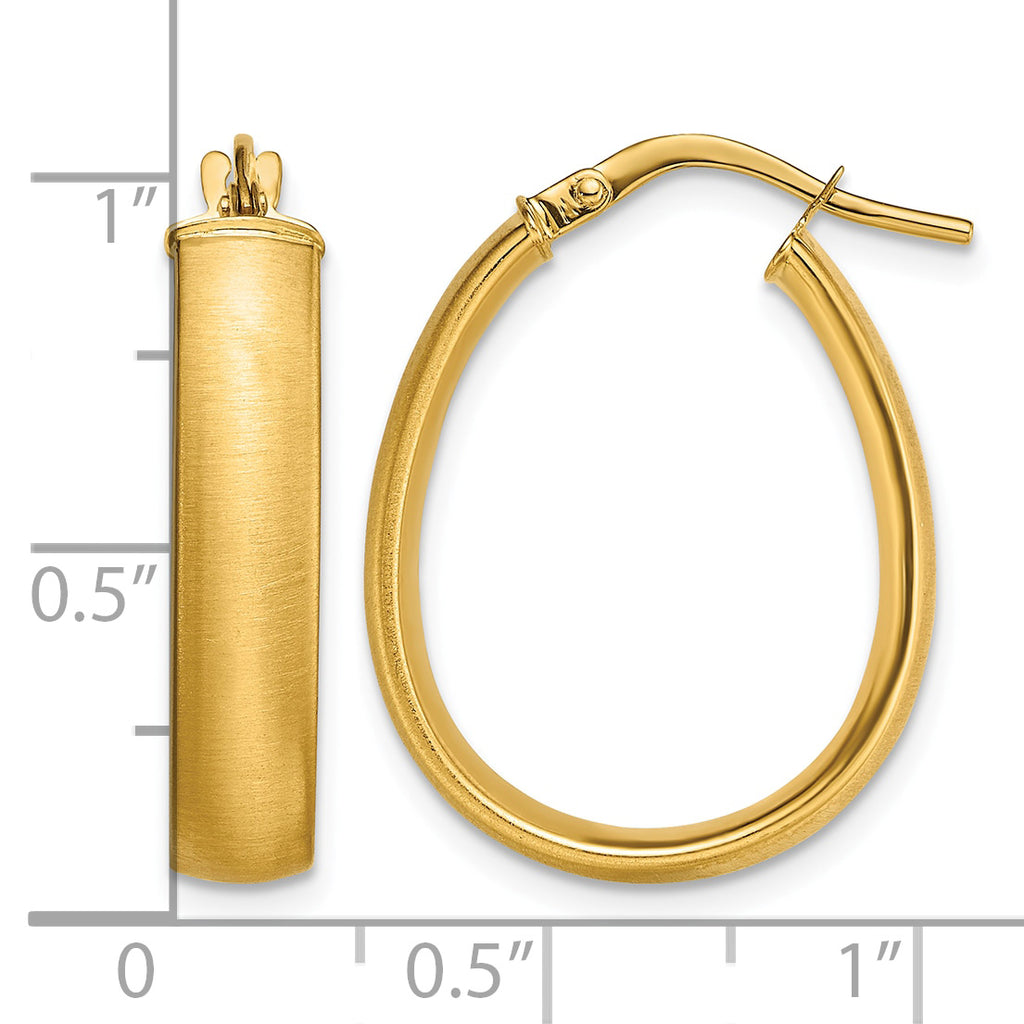 Teardrop Hoop Earrings in 14K Yellow Gold, 18.25x25mm Satin & Polished - Sophia Jewelers