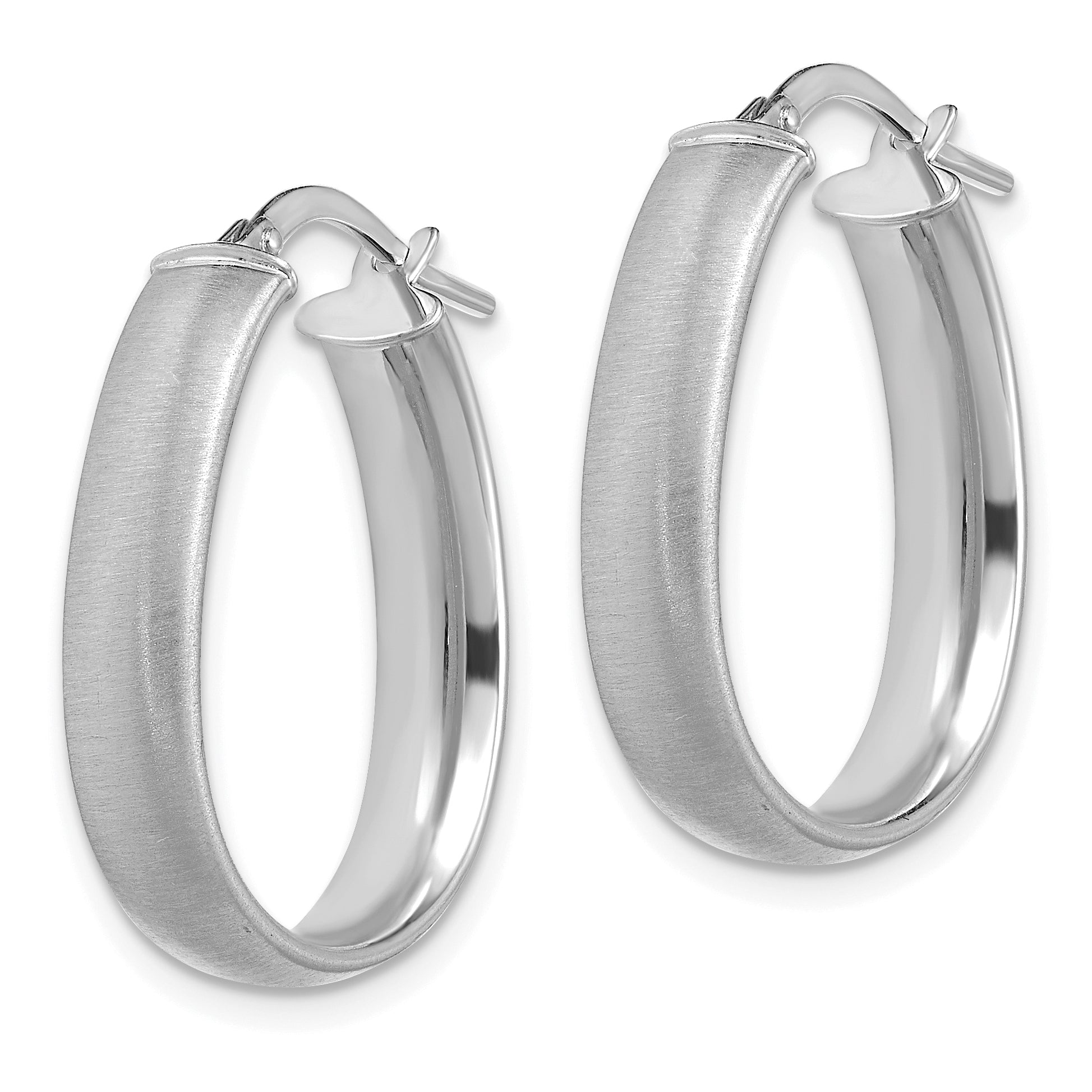 14K White Gold 4.85x18.5mm Satin Teardrop Hoop Earrings Secondary image