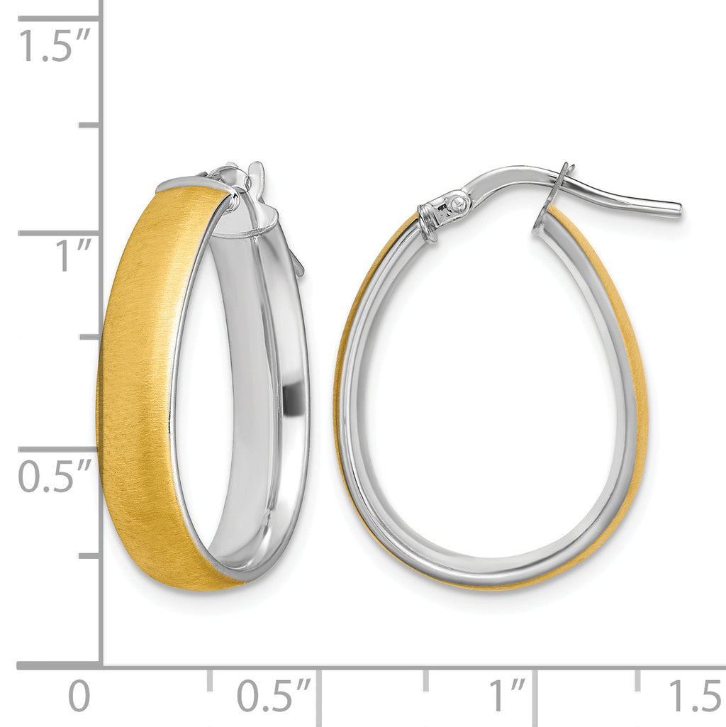 White Teardrop Hoop Earrings in 14K Yellow Gold, 18.25x25mm - Sophia Jewelers