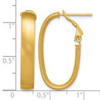 Oval Omega Back Hoop Earrings in 14K Yellow Gold, 15.7x28.75mm Satin - Sophia Jewelers