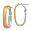 14K with White Rhodium Polished and Satin Oval Omega Back Hoop Earrings