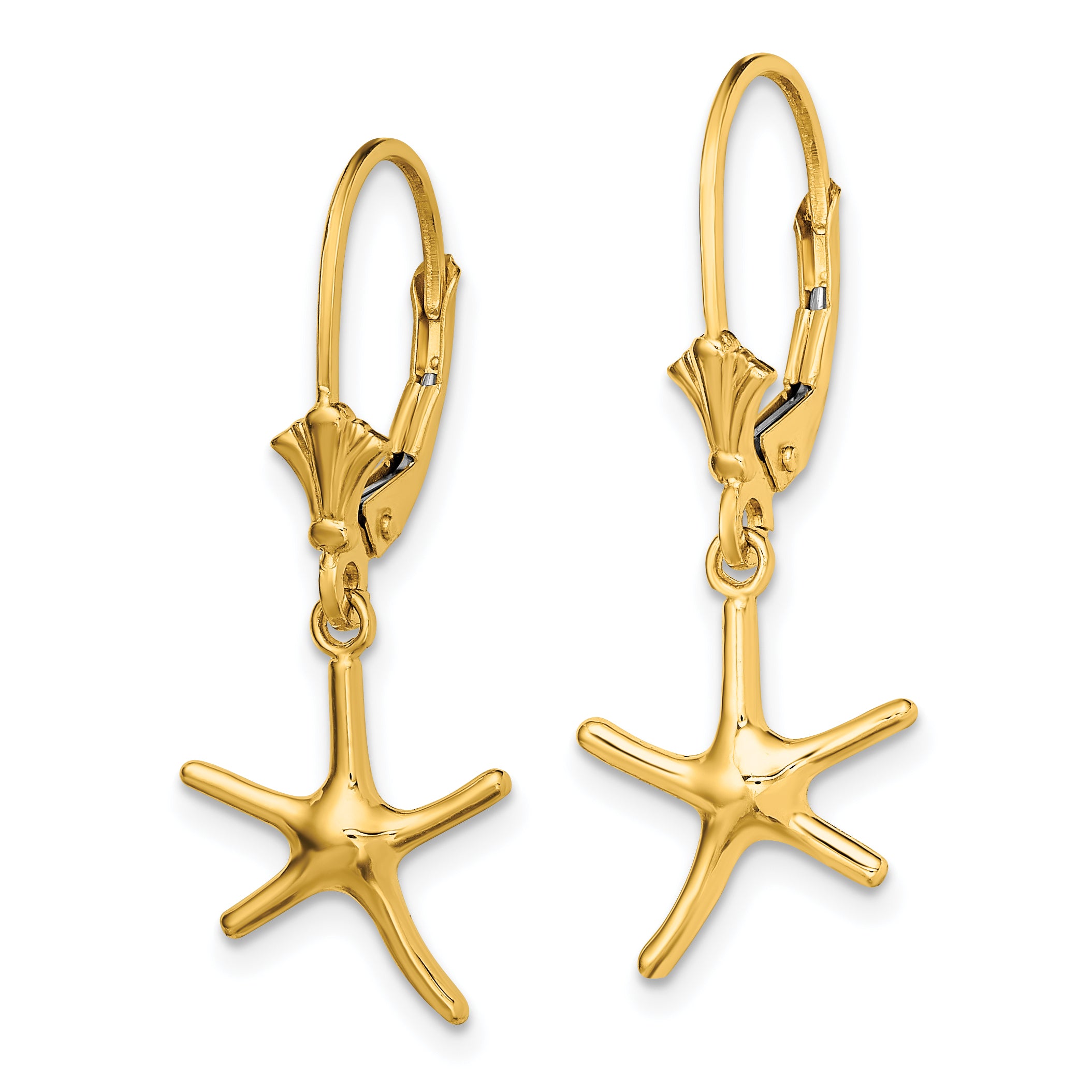 14K Mini Dancing Starfish Leverback Earrings Secondary image