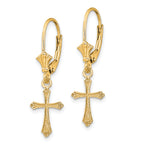 14k Cross Dangle Leverback Earrings