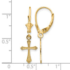 Cross Leverback Earrings in 14K Yellow Gold, Textured - Sophia Jewelers