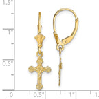 14k Crucifix Dangle Leverback Earrings
