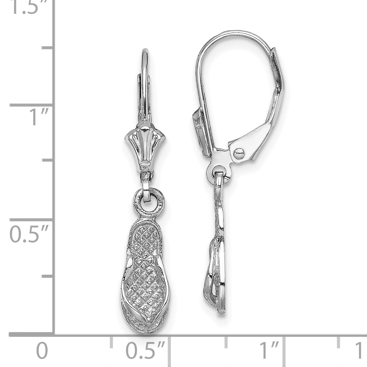 14k White Gold Flip Flop Leverback Earrings Secondary image